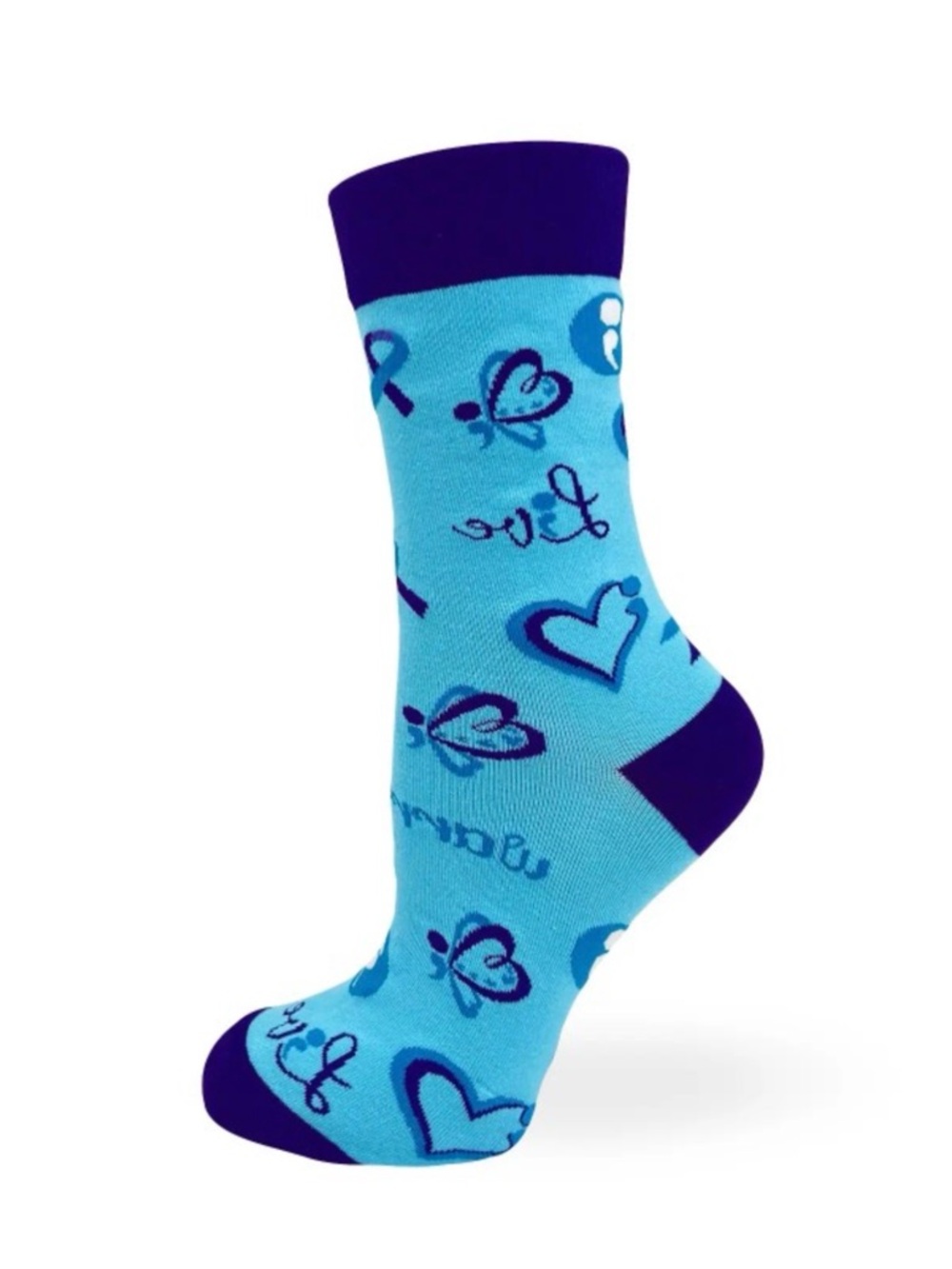 •Suicide Prevention• Blue & White Unisex Novelty Crew Socks - Picture 2 of 3
